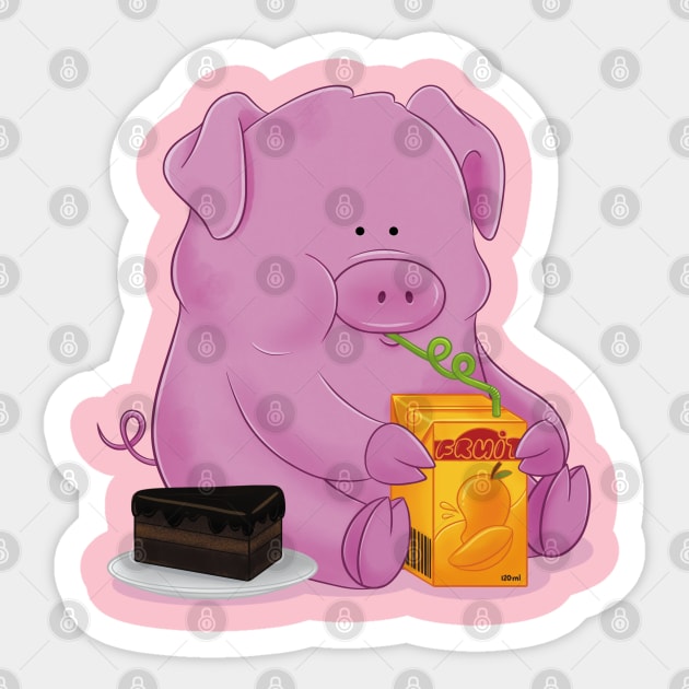 Cute Hungry Pig Sticker by Sketchbook ni Abi